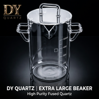 Bécher en quartz fusionné extra large 5000 ml 10000 ml avec poignées et couvercle, verre haute pureté résistant à la chaleur