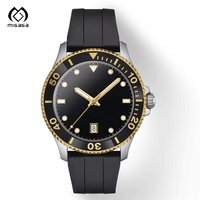 Lunette en acier inoxydable personnalisée de 44 mm pour montre automatique chronographe à date automatique avec verre saphir étanche 3BAR et bracelet en caoutchouc