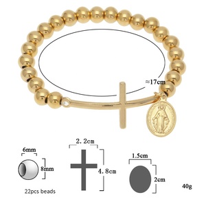 In Acciaio Inox Oro 8 millimetri <span class=keywords><strong>Rosario</strong></span> <span class=keywords><strong>Catena</strong></span> Degli Uomini Delle Donne del Braccialetto della Traversa con la Vergine Maria Del Pendente del Regalo di Modo - Product Image 4