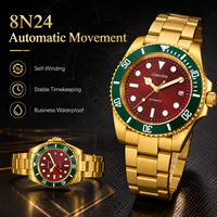 Montre mécanique pour homme, personnalisée, en gros, avec boîtier en acier inoxydable, verre saphir, miroir, étanche, pour les affaires