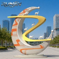 Sculpture de chameau en acier inoxydable RUNJIN, polie, moderne, soudée, H250cm, pour décoration de place, thème Caravane du Désert et Route de la Soie, aménagement paysager