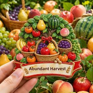 Autocollant 3D pour réfrigérateur en forme d'<span class=keywords><strong>arbre</strong></span> fruitier pour une récolte abondante, cinq céréales en abondance et légumes en résine magnétique - Product Image 1