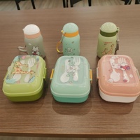 Boîte à lunch en plastique pour enfants 700ml à 2 compartiments avec couverts