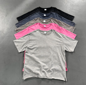 T-shirt da uomo YKH 275gsm 100% cotone slub lavaggio acido con logo personalizzato, stile vintage, vestibilità oversize, stampa DTG - Product Image 3