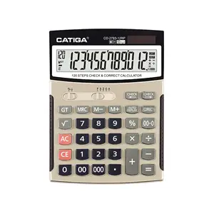 Calculatrice électronique à 12 chiffres avec 120 étapes de vérification et de correction du couvercle métallique Calculatrice solaire CATIGA