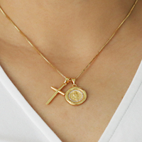 Collier croix en cuivre, 1 pièce, pendentif design tendance, chaîne de clavicule, cadeau pour la Saint-Valentin et la fête des mères, bijoux empilables à la mode