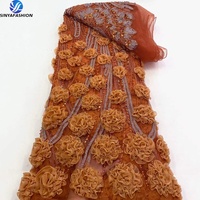 Dentelle française en tulle brodée à la main Sinya, 5 yards, dernière mode, avec sequins, perles et fleurs 3D