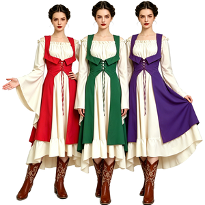 Robe de demoiselle médiévale de la Renaissance avec gilet - Corset vintage européen à double couche - Costume de cosplay de <span class=keywords><strong>princesse</strong></span> pour Halloween - Product Image 1