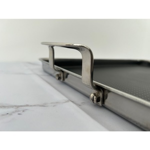 Không Dính Tổ Ong Lớp Phủ Triply Thép Không Gỉ Đồ Nấu Nướng Không Dính Hình Chữ Nhật Nướng <span class=keywords><strong>Pan</strong></span> Với Durable Kim Loại Gấp Xử Lý - Product Image 3