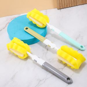 Brosse à tasses à long manche avec tête en éponge pour le nettoyage des bouteilles, options de couleurs gris et rose - Product Image 2