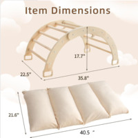 Struktur Permainan Panjat Kayu Multifungsi Montessori untuk Balita, Indoor/Outdoor, dengan Lengkungan Panjat/Ayunan