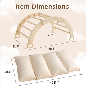 Structure de jeu Montessori pour enfants, arche de grimpeuse/balançoire en bois pour tout-petits, utilisable en extérieur/intérieur - Product Image 4