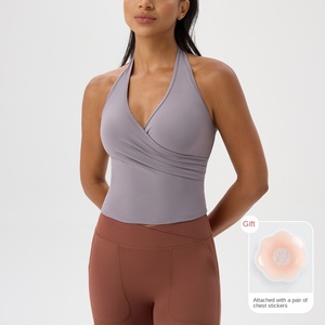 Halter Neck Tops Femmes Sexy Col En V À Séchage Rapide Sport Dos Nu Gilet Gym Fitness Tops <span class=keywords><strong>Yoga</strong></span> Wear Course En Plein Air Crop Tops - Product Image 2