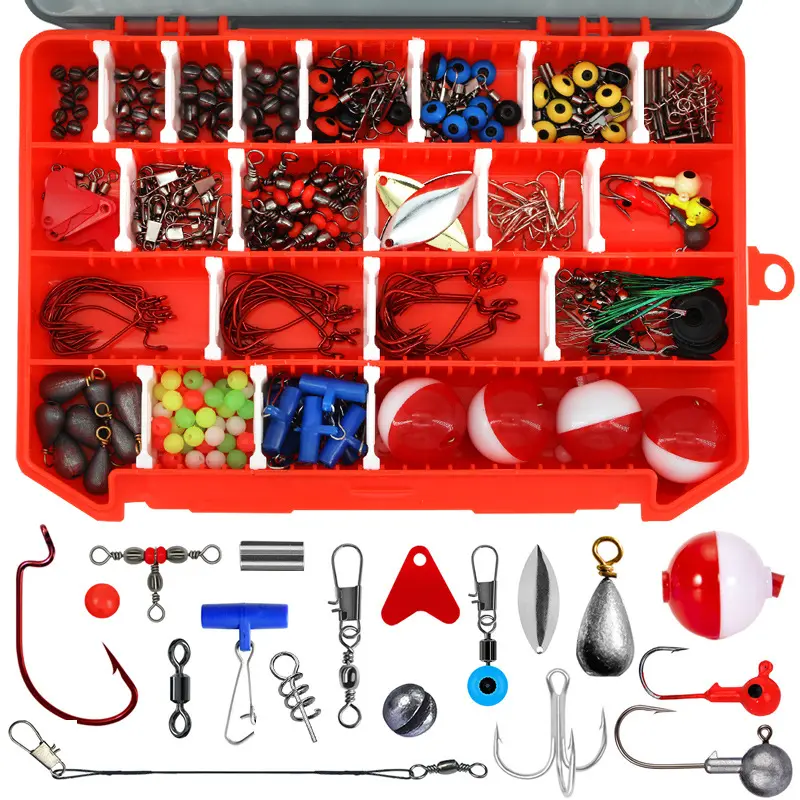 Kit de matériel OEM, 187 pièces/ensemble, boîte de crochets, pivots, spinner, eau douce, eau salée, accessoires de pêche Combo