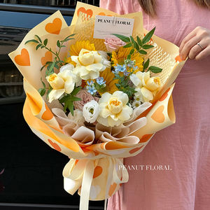 Papel de regalo de ramo impermeable recubierto de PE sintético floristería de amor colorido del Día de San Valentín - Product Image 3