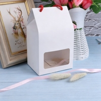 Boîte en cuir de vachette portable, boîte cadeau blanche, petit sac fourre-tout avec fenêtre transparente, sac cadeau, boîte à pâtisserie feuilletée flocon de neige, boîte à biscuits nougat