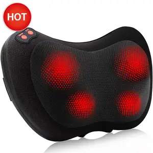 Almohada electrónica de masaje Shiatsu para hombros, masajeador de cuello y espalda portátil inteligente con calor