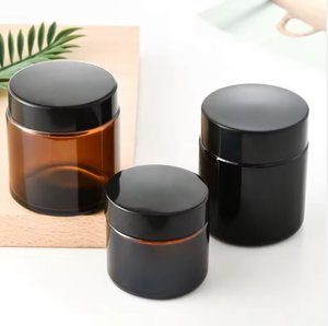 Cosmetic Glass Jars With <b>Aluminum</b> Cap Amber Colored Base 10g 15g 20g 30g 50g 60g 100g For Face Cream Eye Cream Storage - Product Image 1