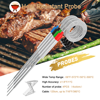 Empat Probe untuk Termometer Oven ABS Stainless Steel Digital Nirkabel Remote Termostat Makanan Dapur dengan Lampu Latar untuk Memasak