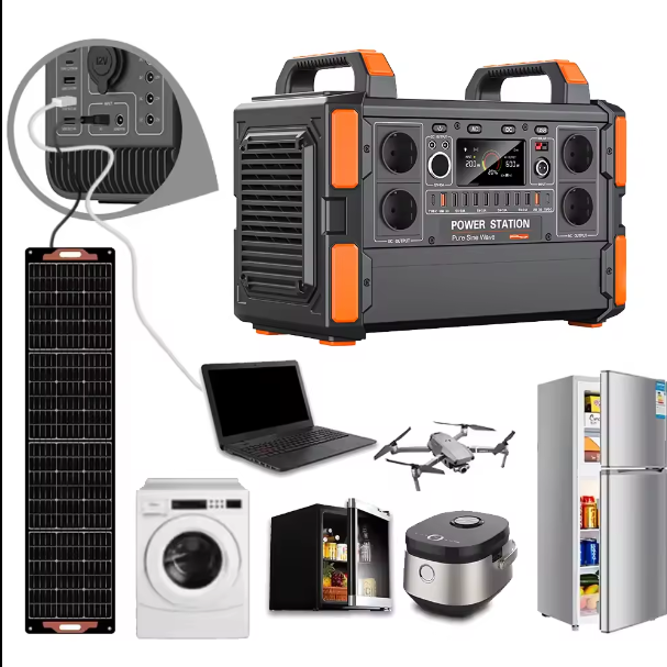 1200W EU Stock Outdoor Camping Solar Generator AC/DC Lifepo4 Lithium Battery Portable Power Station with 400W Solar Panel UPS