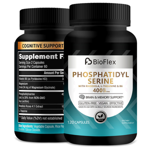 Capsule di Fosfatidilserina 400mg 120pz, Capsule di Glicinato di Magnesio e Vitamina B6, Integratore Alimentare Nootropico per la Salute Cerebrale OEM - Product Image 1