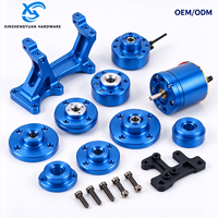Support de moteur et pièces de connexion fixes en alliage d'aluminium anodisé bleu usiné CNC pour modèle de drone de course RC