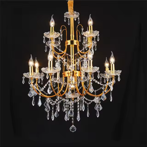 Venta al por mayor luz de techo lámpara de vela Europea sala de estar mesa de pastel gota de lluvia collar de cristal araña - Product Image 5