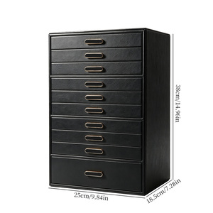 Caja Organizadora de Joyas de Cuero PU, Gabinete de Almacenamiento de Joyas Grande con 10 Cajones para Anillos, Aretes y Pulseras - Product Image 3