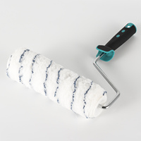 Rouleau à peinture en peluche à rayures marine de 10 pouces avec cadre métallique et poignée souple pour la peinture murale DIY
