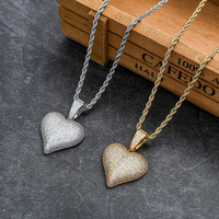 Pendentif d'amour, bijoux hip-hop, accessoires rap, colliers superposés pour hommes et femmes, laiton et zircon, pendentif cœur pêche.