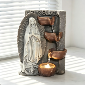 <span class=keywords><strong>Fontaine</strong></span> d'eau de table intérieure en résine avec statue de la Vierge <span class=keywords><strong>Marie</strong></span> et cascade, éclairée par LED, pour décoration religieuse de la maison - Product Image 2