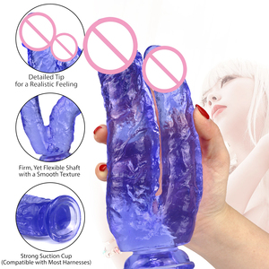 Dildo double extrémité en silicone, pénis réaliste à double tête, stimulateur du point G, jouets sexuels pour adultes pour hommes, femmes, lesbiennes, gays - Product Image 2