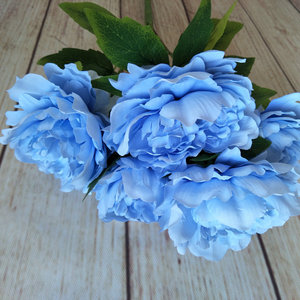 Flores artificiales Queyiyi, ramo de peonías y hierbas de 46 cm, blanco, azul, morado claro, champán, decoración para el hogar y bodas - Product Image 4