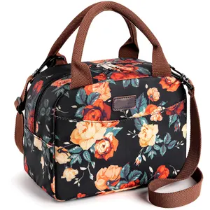 Модная сумка для ланча с цветочным рисунком, изолированная Водонепроницаемая плечевая Сумка-тоут для ланча, рабочие школьные Офисные Сумки для ланча