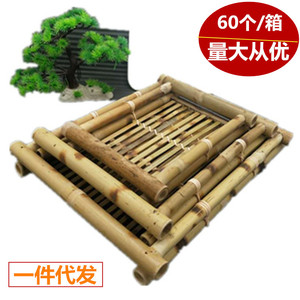 Bamboo woven trays, farmhouse hot pot tableware, rectangular burnt-flower patterned <b>racks</b>, artistic tableware <b>plates</b>, handmade - Product Image 5