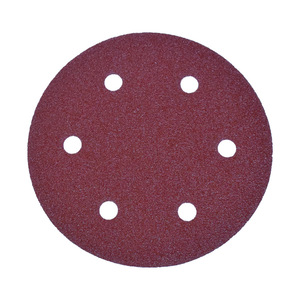 Papel de Lija Rojo de 9 Pulgadas con 6 Agujeros, Disco Flocado Autoadhesivo, Lija para Madera Desechable - Product Image 1