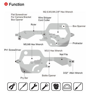 Alat Promosi K3 Multifungsi dari Baja Anti Karat 20 in 1 Bentuk Kunci Gantungan Kunci Alat Multifungsi - Product Image 2