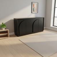 Buffet à côtés cannelés avec rangement et portes cintrées à double couche, meuble d'appoint pour salon, salle à manger, entrée