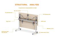 Table de conférence modulaire pliable et empilable moderne, gain de place, pour salle de classe et formation, avec roulettes