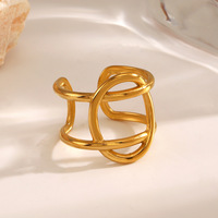 Cincin Oval Minimalis Terinspirasi Mode Eropa dan Amerika, Cincin Garis Gaya Hip-Hop Niche, Grosir