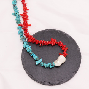 Gioielli fatti a mano della collana di perline di pietra del corredo e del turchese della perla di Boho per le donne - Product Image 6