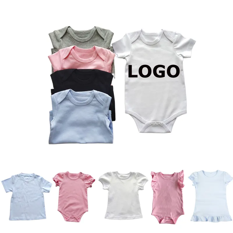 Custom baby clothing sets 100% combed cotton baby onesie romper organic cotton plain rompers summer white wholesale baby clothes