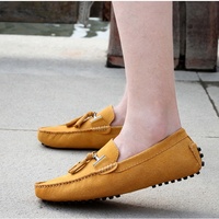 Sepatu Loafer Kasual Pria Berkualitas Grosir, Bahan Kulit, Gesper Logam, Model Flat