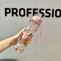Bouteille d'eau pour enfants de 750 ml sans BPA, à boire directement en extérieur, anti-fuite, avec paille, lavable au lave-vaisselle, pour la rentrée scolaire