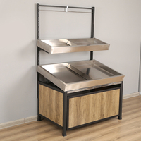 Supermarkt Houten 2 Tier Groente-en Produceren Display Rack Planken/Fruit Bin/Fruit Rack