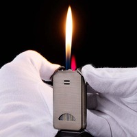 Briquet moderne à double flamme avec fenêtre visuelle en métal, coupe-vent, idéal pour les cadeaux d'affaires en gros