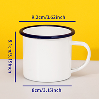 Mug en émail vierge en acier inoxydable pour sublimation, bord multicolore, blanc, pour transfert thermique, impression photo personnalisée, camping, café