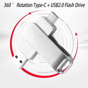 Memoria USB giratoria tipo C popular, unidad de memoria flash metálica 2 en 1 para teléfono móvil - Product Image 4