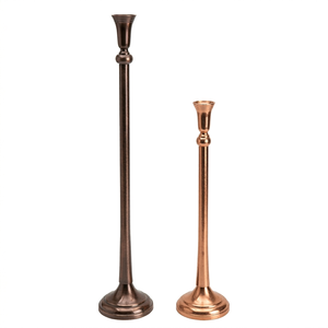 Metal Candle Stand Set 2 Handmade Eco-Friendly Heat Resistant Candle Holders Copper Tone Centerpiece for Wedding Christmas Home - Product Image 1