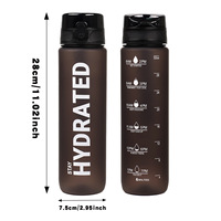Meilleure vente 1000ml bouteille d'eau de sport étanche avec graduations, tasse en plastique portable pour la randonnée en plein air et les voyages